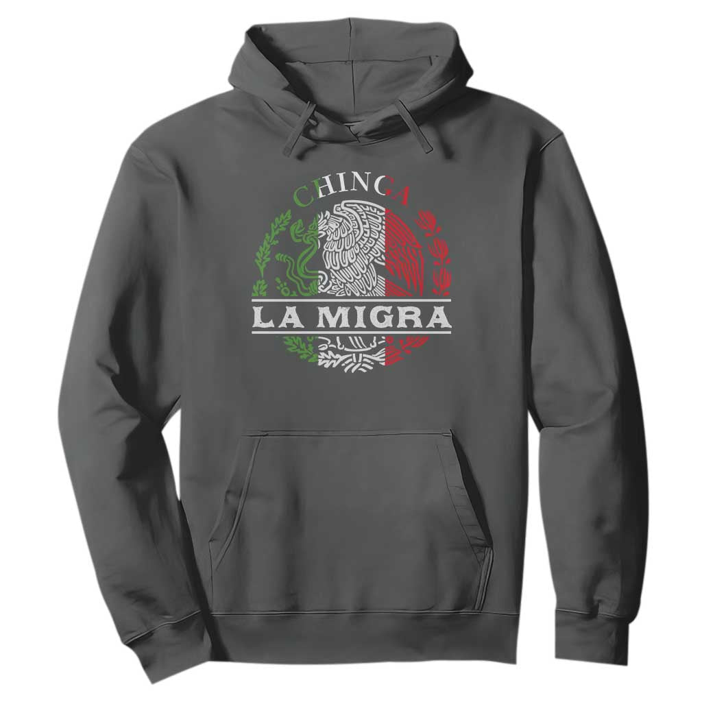 Chinga La Migra Hoodie Immigration Rights Anti Fascism Protest TS14 Dark Heather Print Your Wear