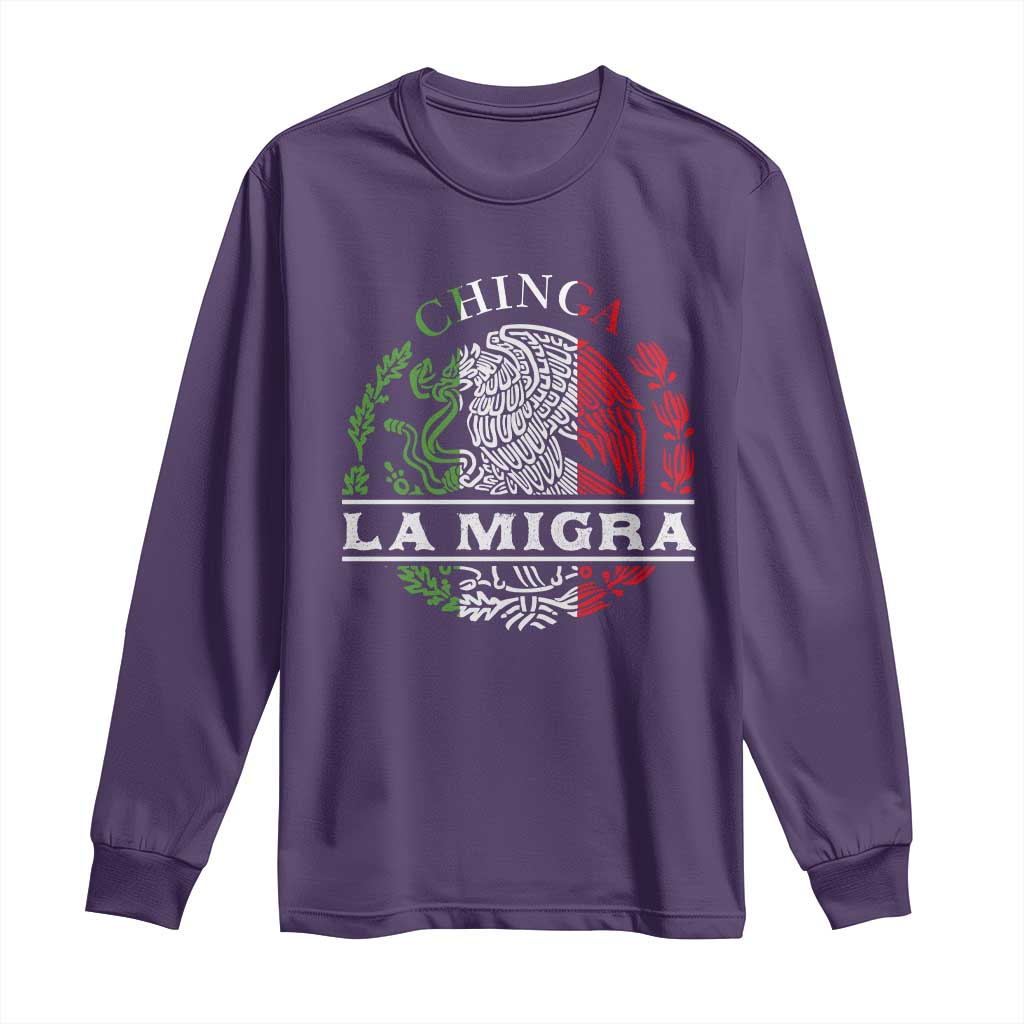 Chinga La Migra Long Sleeve Shirt Immigration Rights Anti Fascism Protest TS14 Purple Print Your Wear