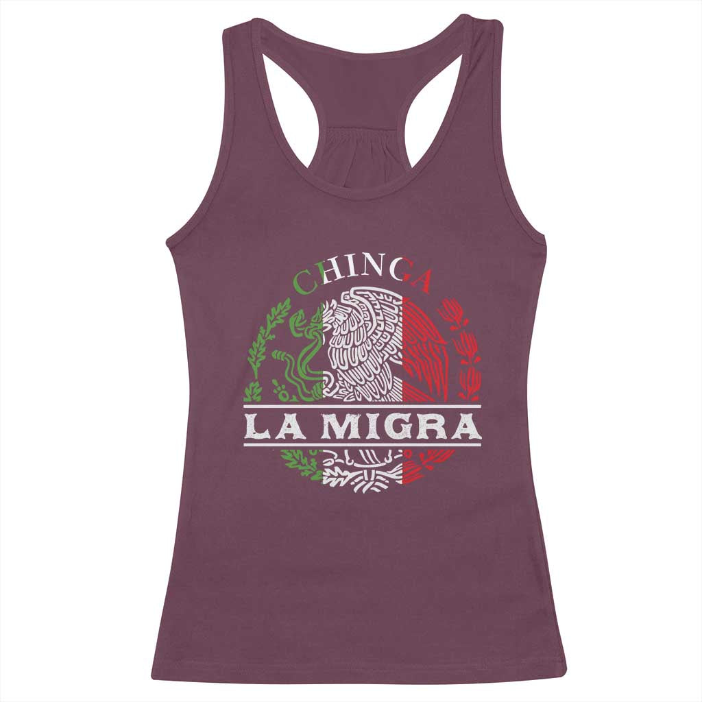 Chinga La Migra Racerback Tank Top Immigration Rights Anti Fascism Protest TS14 Maroon Print Your Wear