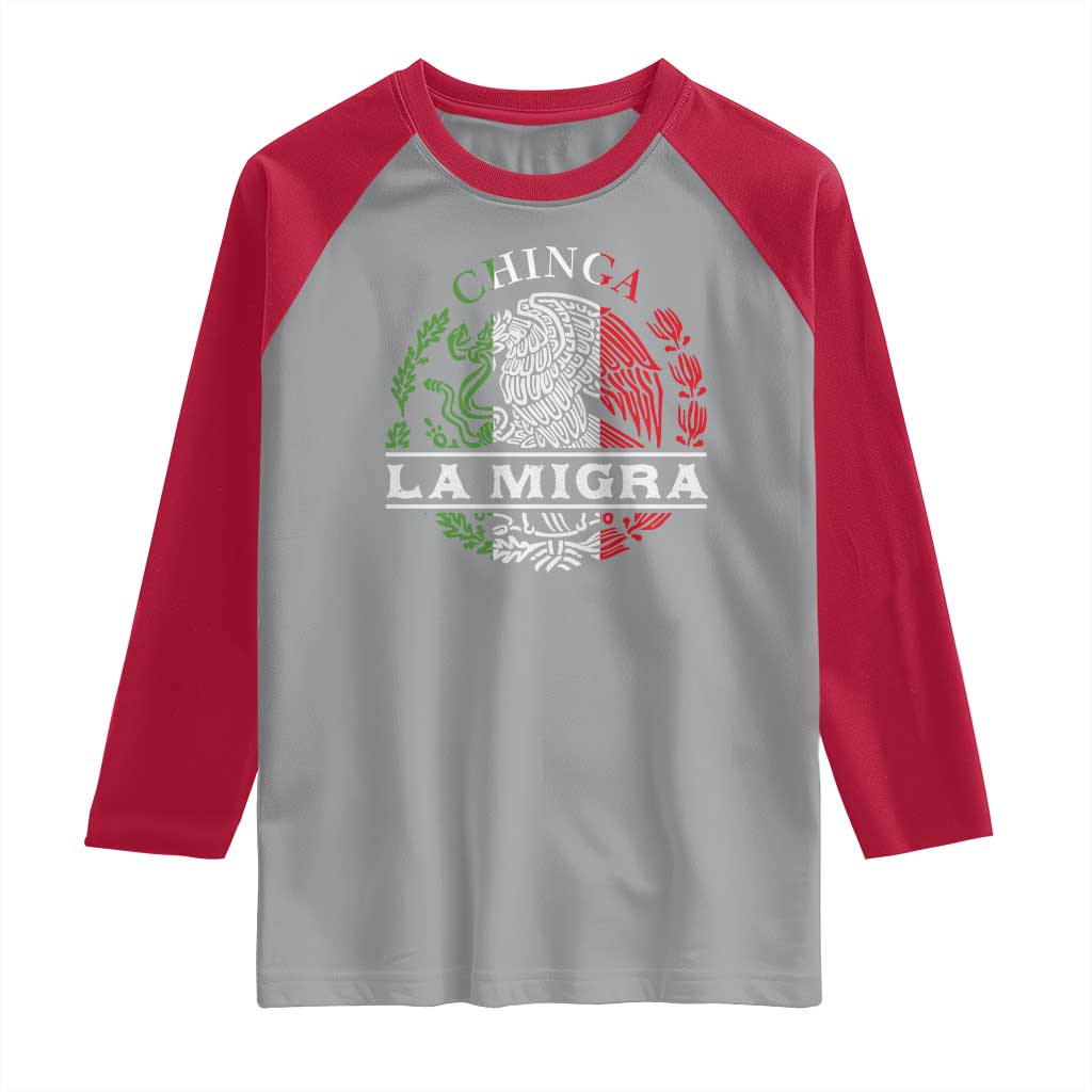 Chinga La Migra Raglan Shirt Immigration Rights Anti Fascism Protest TS14 Sport Gray Red Print Your Wear