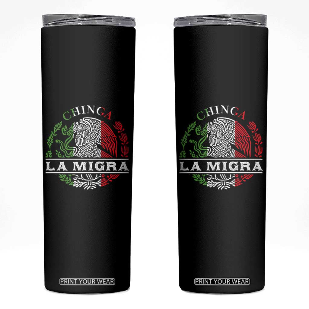 Chinga La Migra Skinny Tumbler Immigration Rights Anti Fascism Protest TS14 Black Print Your Wear
