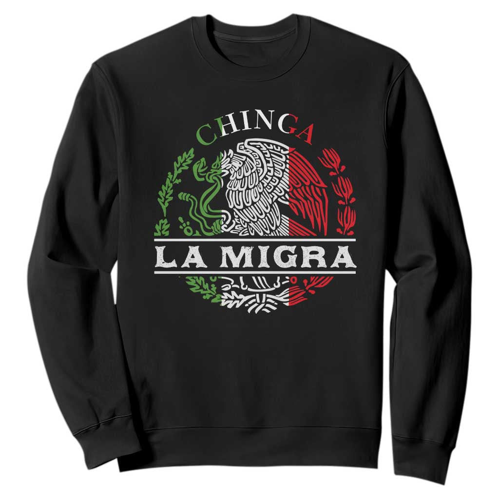 Chinga La Migra Sweatshirt Immigration Rights Anti Fascism Protest TS14 Black Print Your Wear