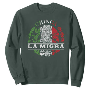 Chinga La Migra Sweatshirt Immigration Rights Anti Fascism Protest TS14 Dark Forest Green Print Your Wear