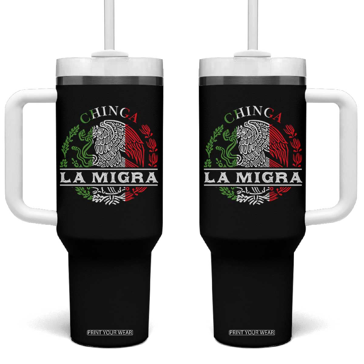 Chinga La Migra Tumbler With Handle Immigration Rights Anti Fascism Protest TS14 One Size: 40 oz Black Print Your Wear