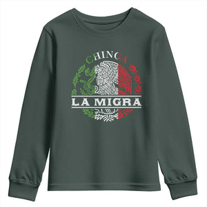 Chinga La Migra Youth Sweatshirt Immigration Rights Anti Fascism Protest TS14 Dark Forest Green Print Your Wear