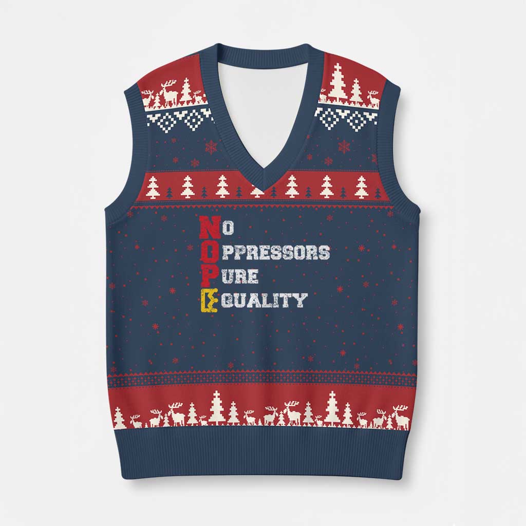 No Kings V-Neck Knit Sweater Vest No Oppressors Pure Equality TS14 Navy Red Print Your Wear