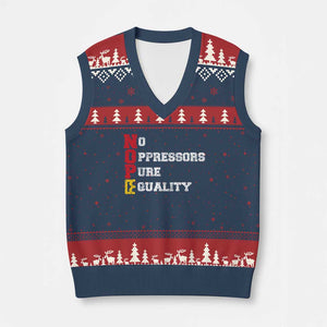 No Kings V-Neck Knit Sweater Vest No Oppressors Pure Equality TS14 Navy Red Print Your Wear