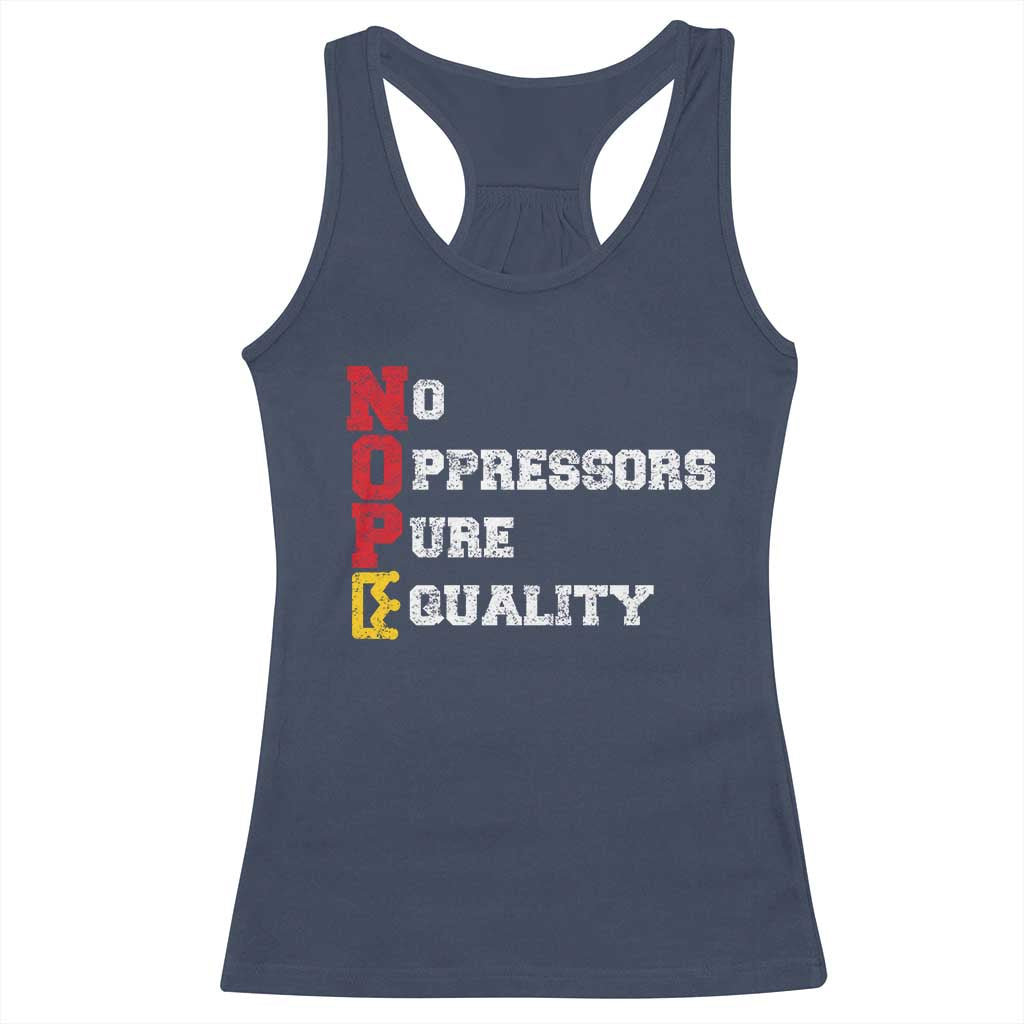 No Kings Racerback Tank Top No Oppressors Pure Equality TS14 Navy Print Your Wear