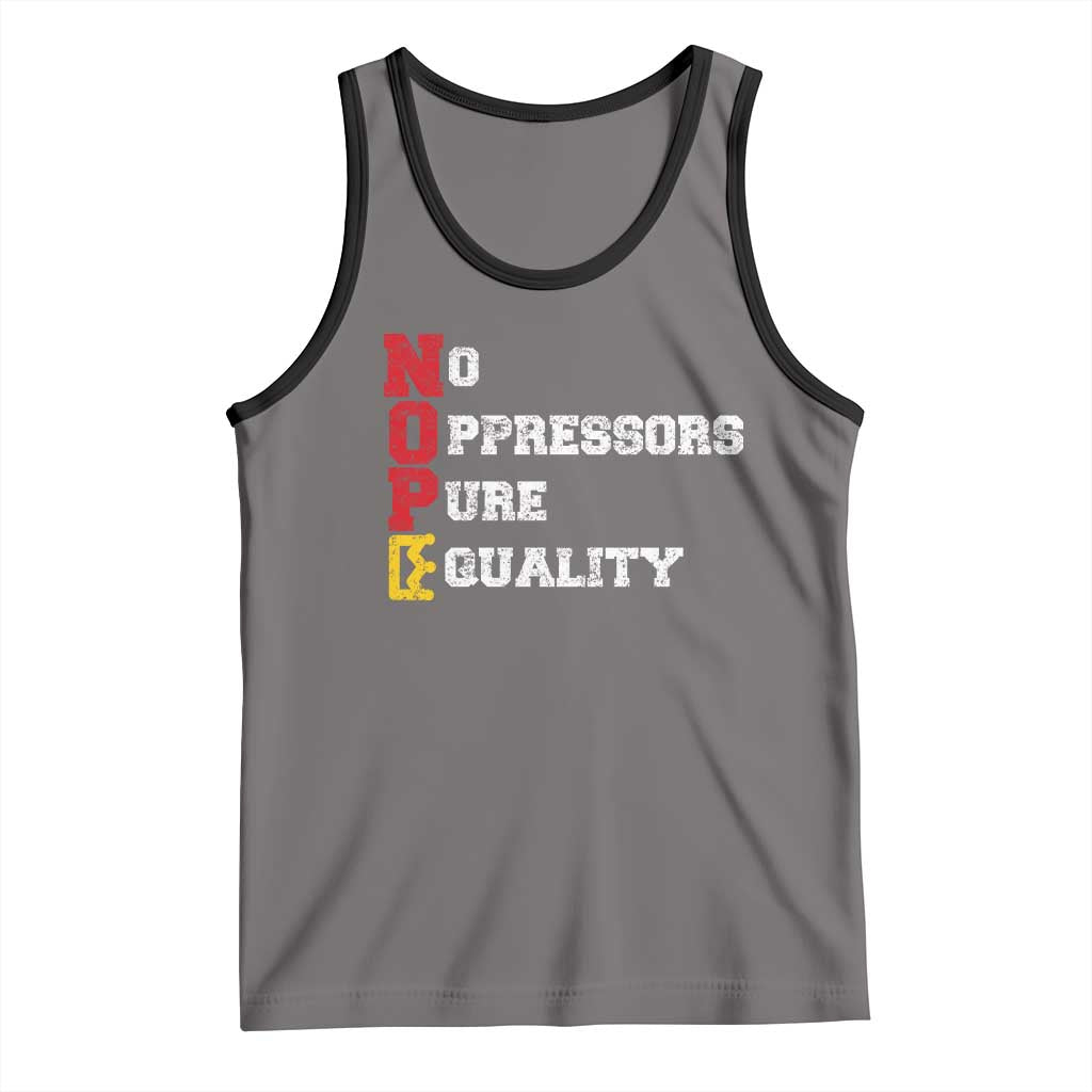 No Kings Tank Top No Oppressors Pure Equality TS14 Deep Heather Black Print Your Wear