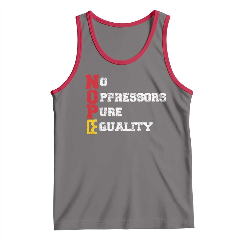 No Kings Tank Top No Oppressors Pure Equality TS14 Deep Heather Red Print Your Wear