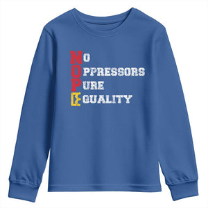 No Kings Youth Sweatshirt No Oppressors Pure Equality TS14 Royal Blue Print Your Wear