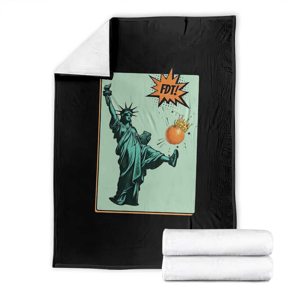 No Kings Throw Blanket Statue of Liberty Political Protest TS14 Black Print Your Wear