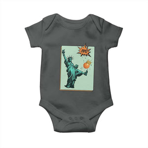 No Kings Baby Onesie Statue of Liberty Political Protest TS14 Dark Heather Print Your Wear