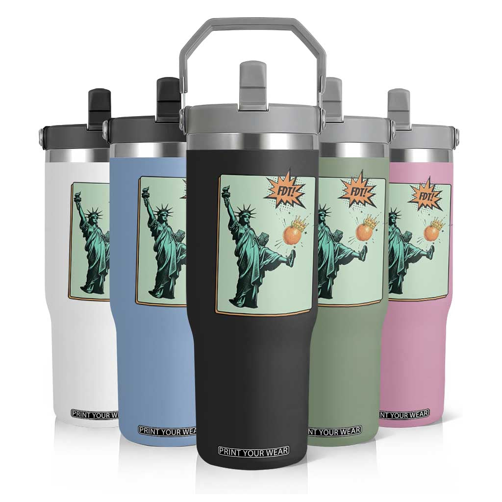 No Kings Flip Straw Tumbler Statue of Liberty Political Protest TS14 Print Your Wear
