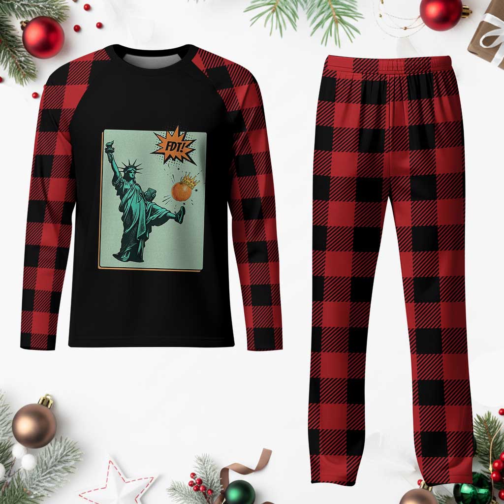 No Kings Plaid Pajama Set Statue of Liberty Political Protest TS14 Buffalo Plaid Print Your Wear
