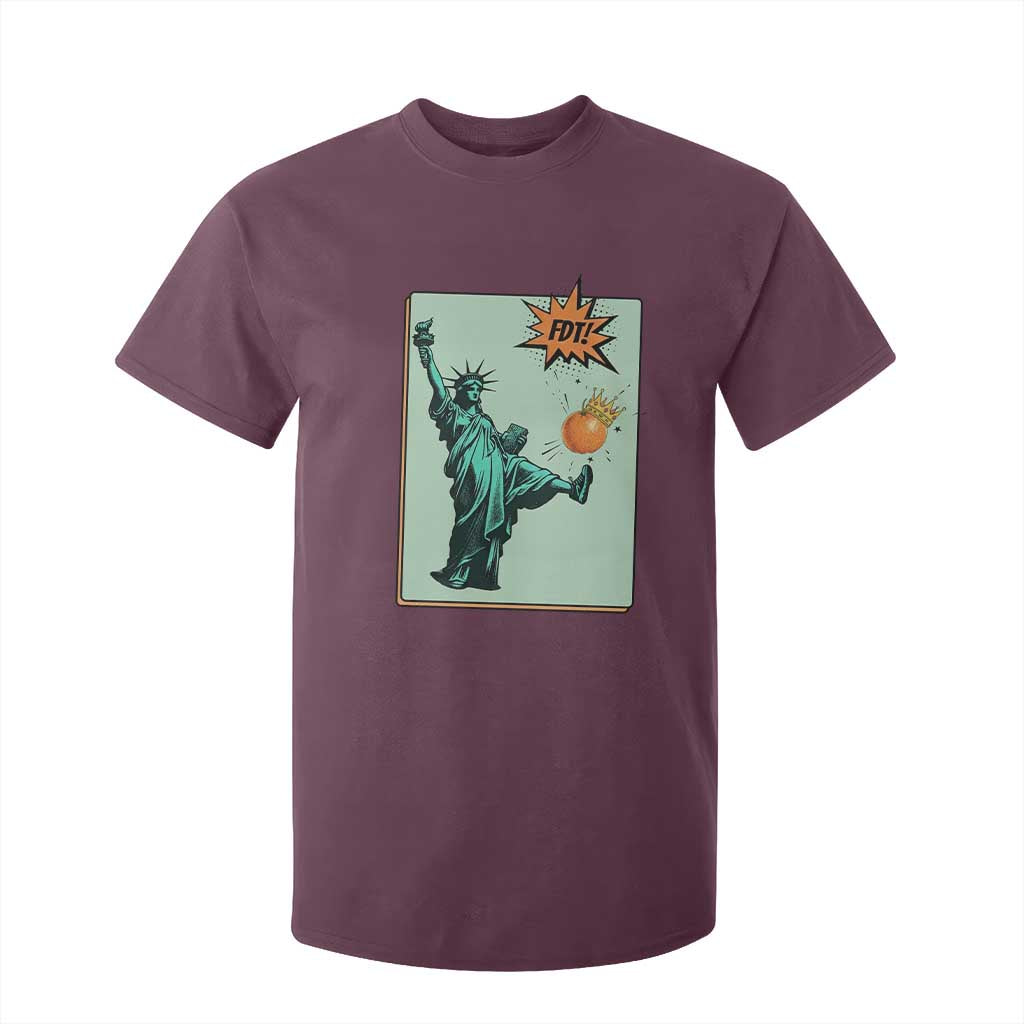 No Kings T Shirt For Kid Statue of Liberty Political Protest TS14 Maroon Print Your Wear