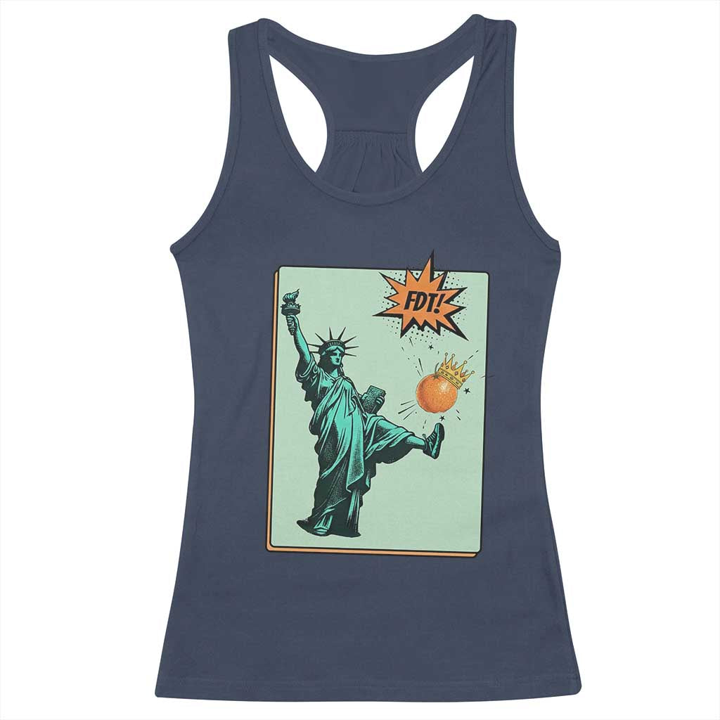 No Kings Racerback Tank Top Statue of Liberty Political Protest TS14 Navy Print Your Wear