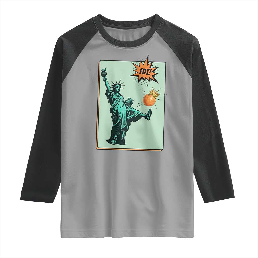 No Kings Raglan Shirt Statue of Liberty Political Protest TS14 Sport Gray Black Print Your Wear