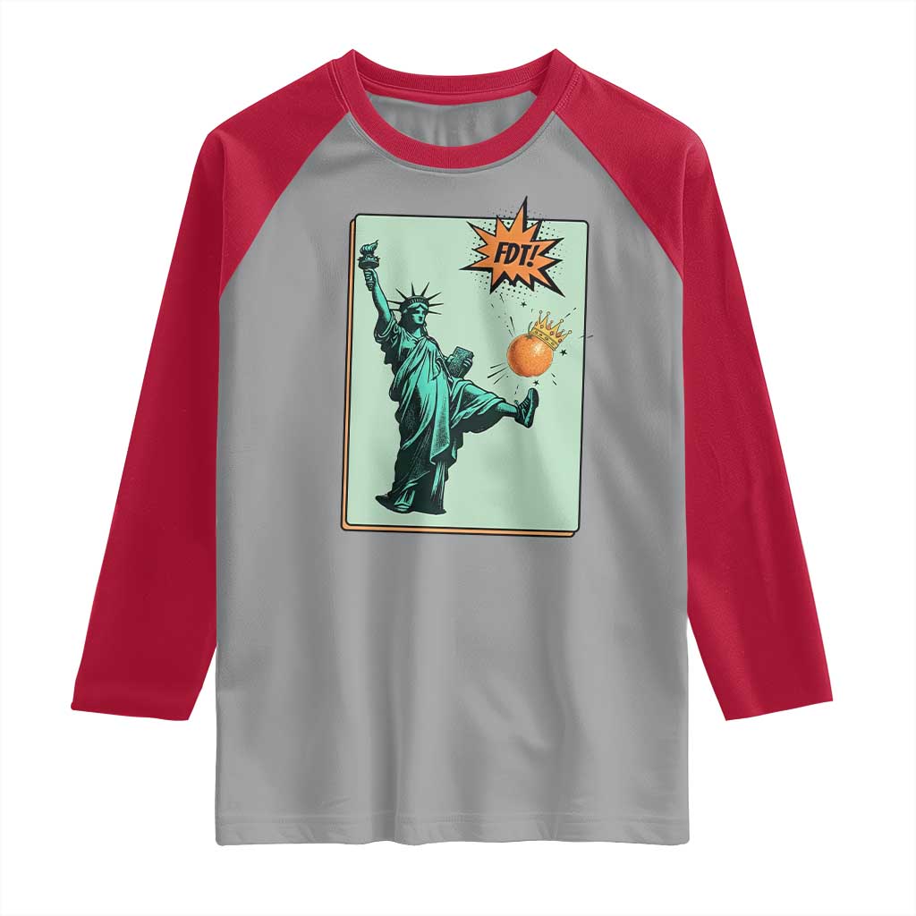 No Kings Raglan Shirt Statue of Liberty Political Protest TS14 Sport Gray Red Print Your Wear