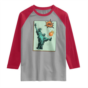 No Kings Raglan Shirt Statue of Liberty Political Protest TS14 Sport Gray Red Print Your Wear