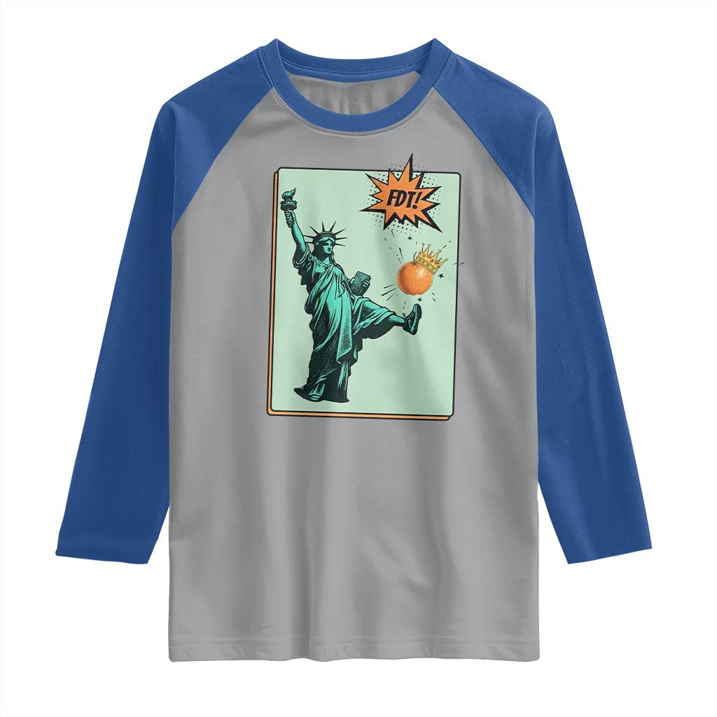No Kings Raglan Shirt Statue of Liberty Political Protest TS14 Sport Gray Royal Print Your Wear