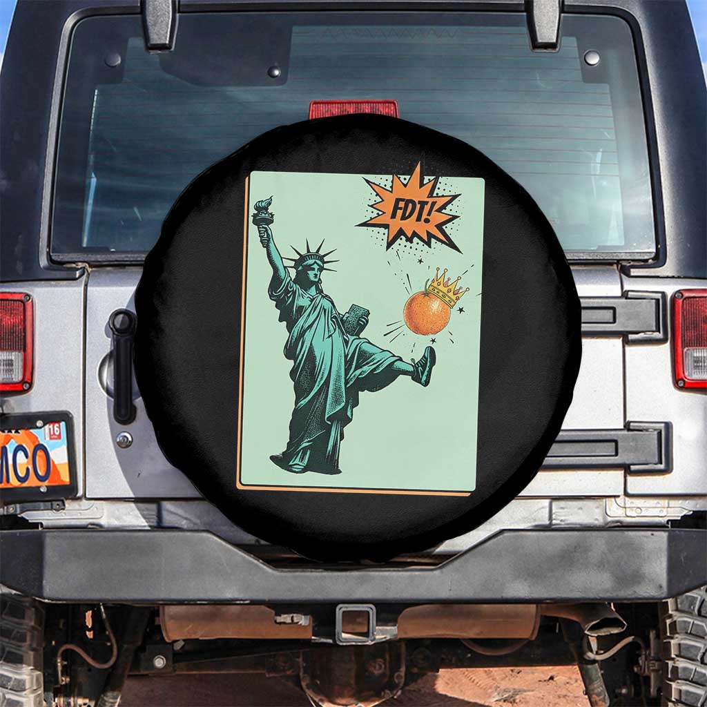 No Kings Spare Tire Cover Statue of Liberty Political Protest TS14 No hole Black Print Your Wear