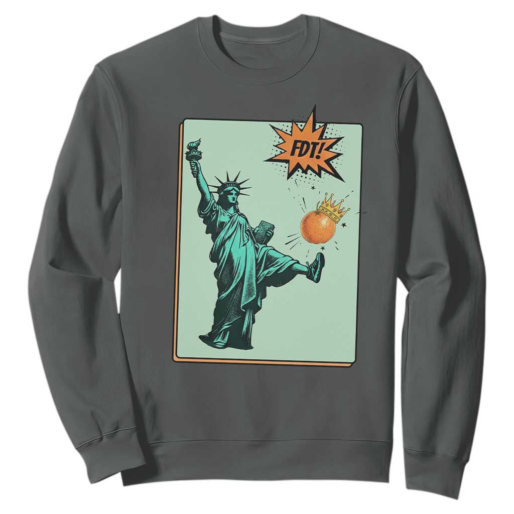 No Kings Sweatshirt Statue of Liberty Political Protest TS14 Dark Heather Print Your Wear