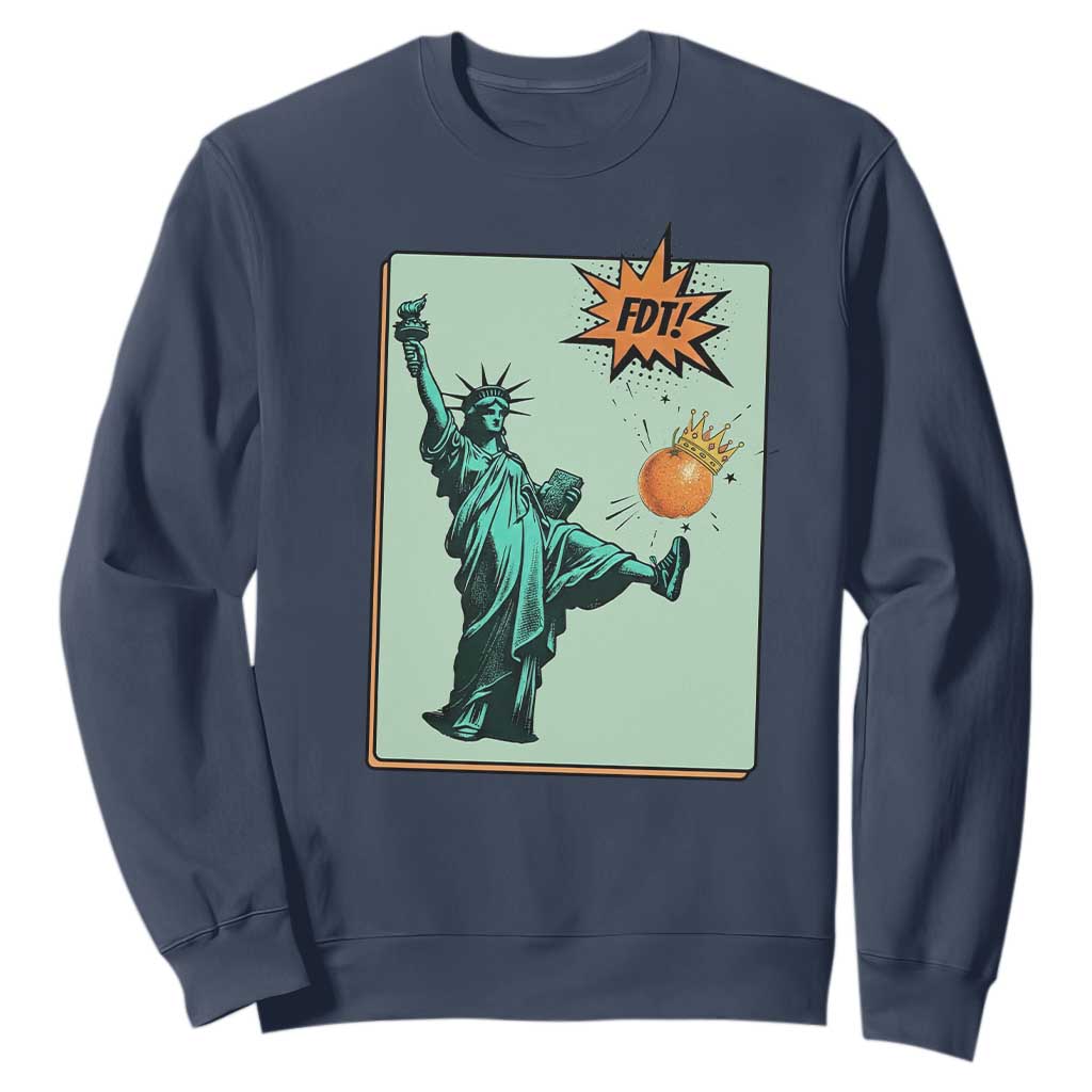 No Kings Sweatshirt Statue of Liberty Political Protest TS14 Navy Print Your Wear