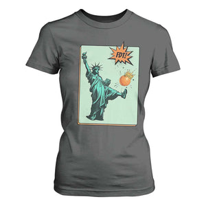 No Kings T Shirt For Women Statue of Liberty Political Protest TS14 Dark Heather Print Your Wear