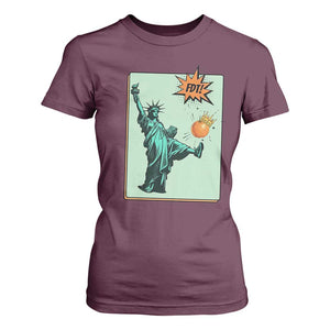 No Kings T Shirt For Women Statue of Liberty Political Protest TS14 Maroon Print Your Wear