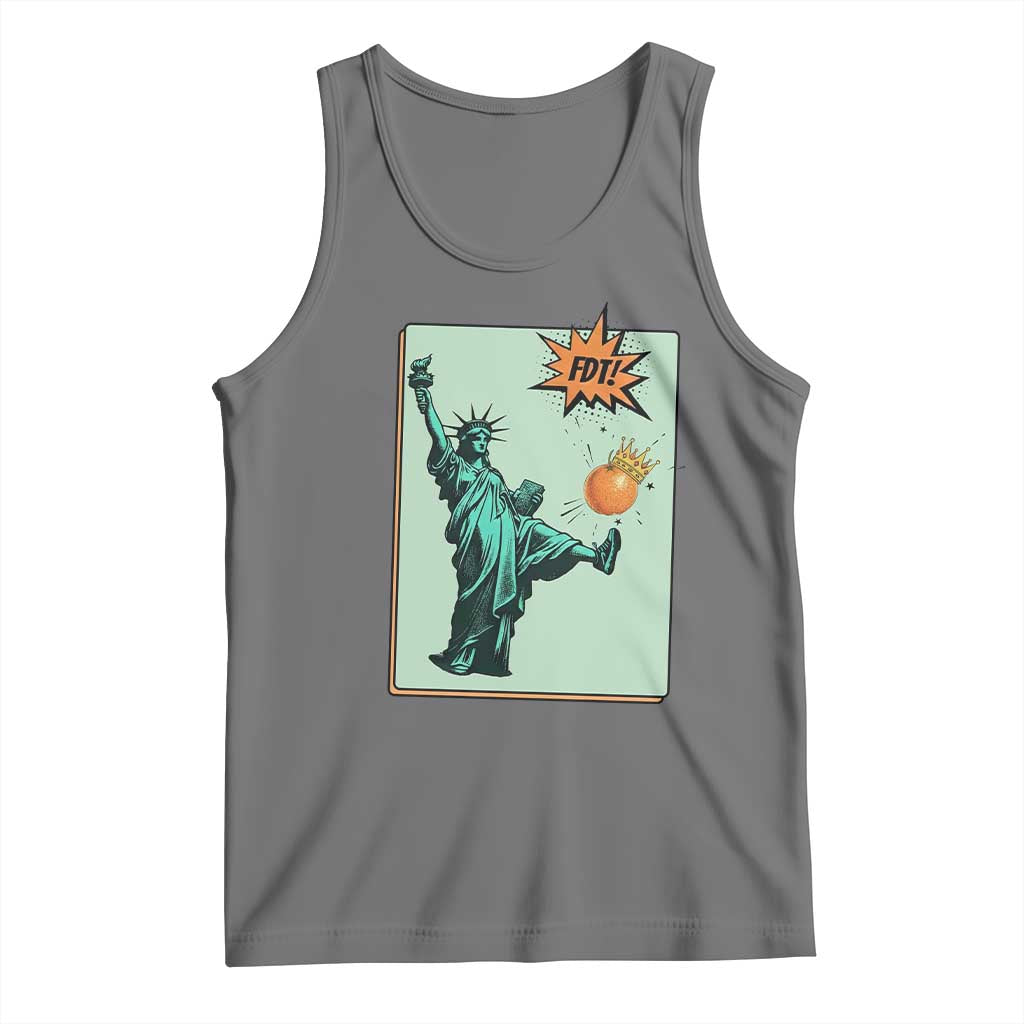 No Kings Tank Top Statue of Liberty Political Protest TS14 Black Heather Print Your Wear