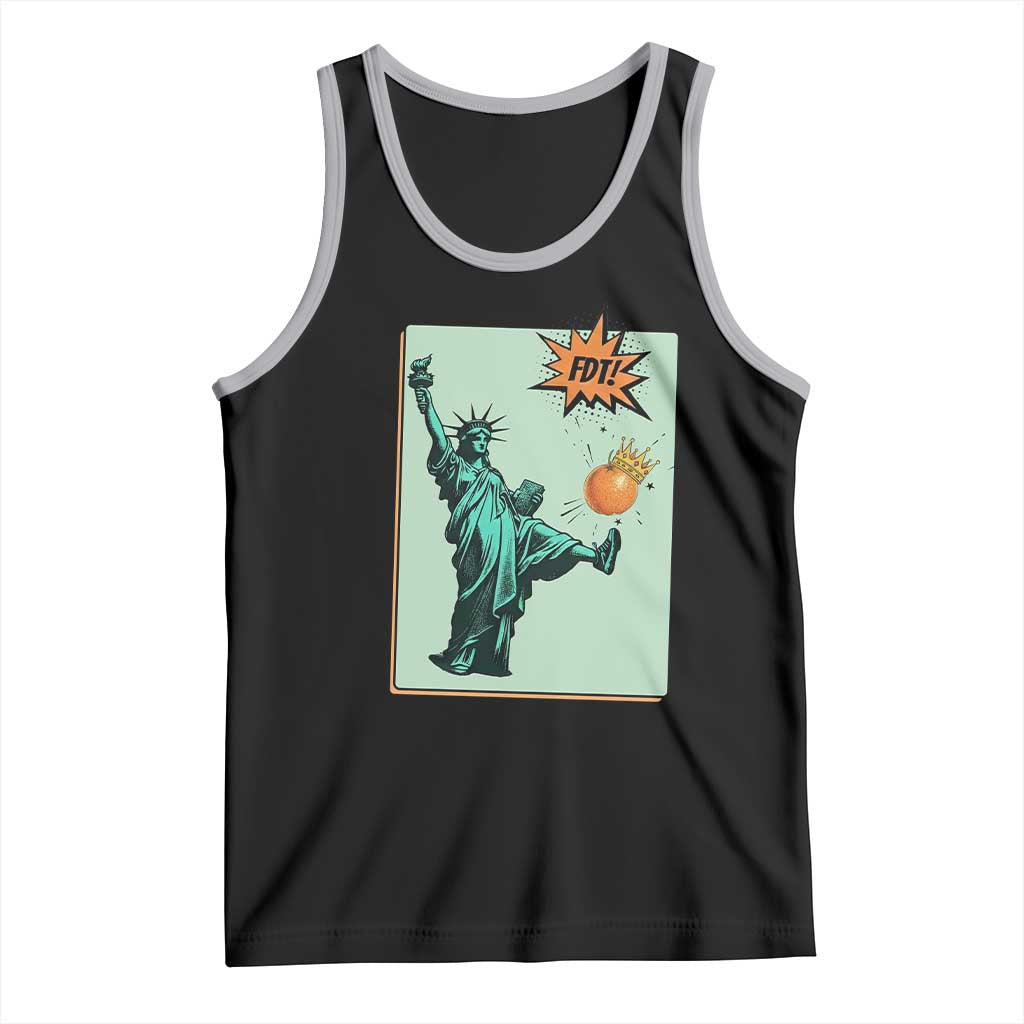No Kings Tank Top Statue of Liberty Political Protest TS14 Black Athletic Heather Print Your Wear