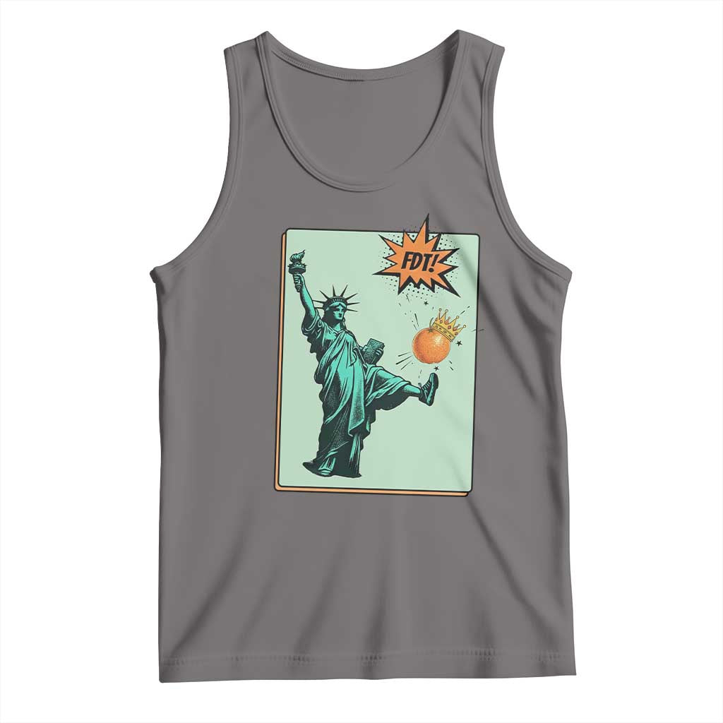 No Kings Tank Top Statue of Liberty Political Protest TS14 Deep Heather Print Your Wear