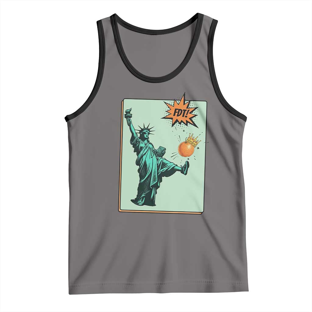No Kings Tank Top Statue of Liberty Political Protest TS14 Deep Heather Black Print Your Wear