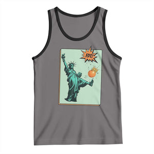 No Kings Tank Top Statue of Liberty Political Protest TS14 Deep Heather Black Print Your Wear