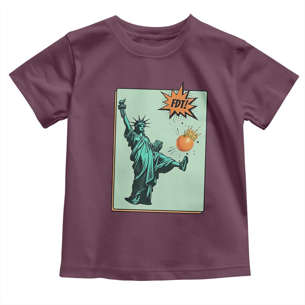 No Kings Toddler T Shirt Statue of Liberty Political Protest TS14 Maroon Print Your Wear