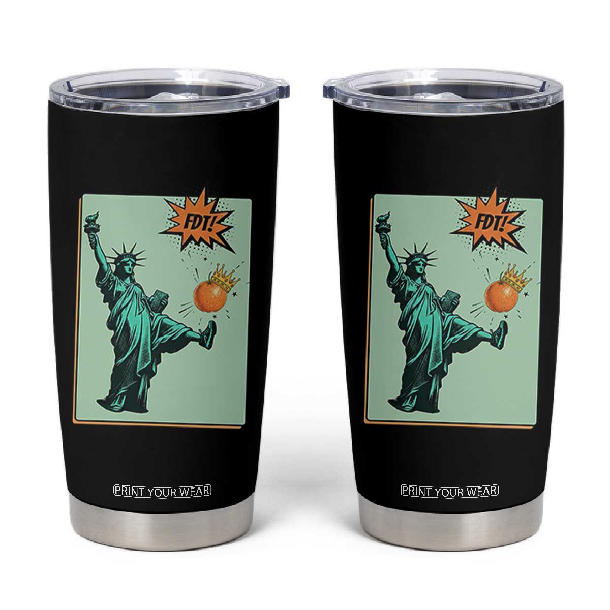 No Kings Tumbler Cup Statue of Liberty Political Protest TS14 Black Print Your Wear
