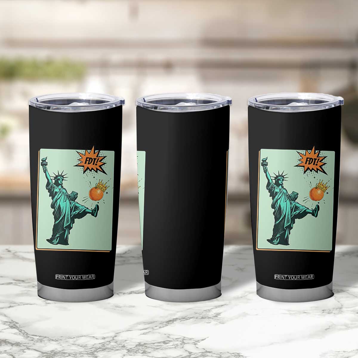 No Kings Tumbler Cup Statue of Liberty Political Protest TS14 Print Your Wear