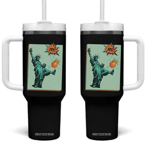 No Kings Tumbler With Handle Statue of Liberty Political Protest TS14 One Size: 40 oz Black Print Your Wear