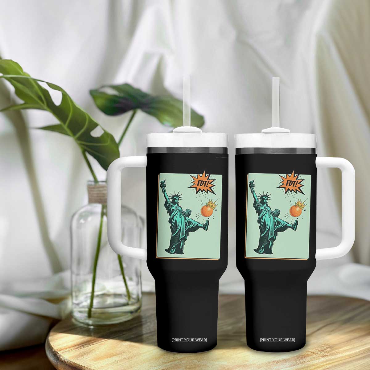 No Kings Tumbler With Handle Statue of Liberty Political Protest TS14 Print Your Wear