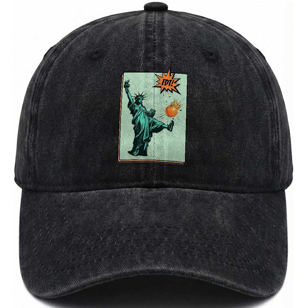 No Kings Washed Cotton Baseball Cap Statue of Liberty Political Protest TS14 Washed Cap Universal Fit Black Print Your Wear
