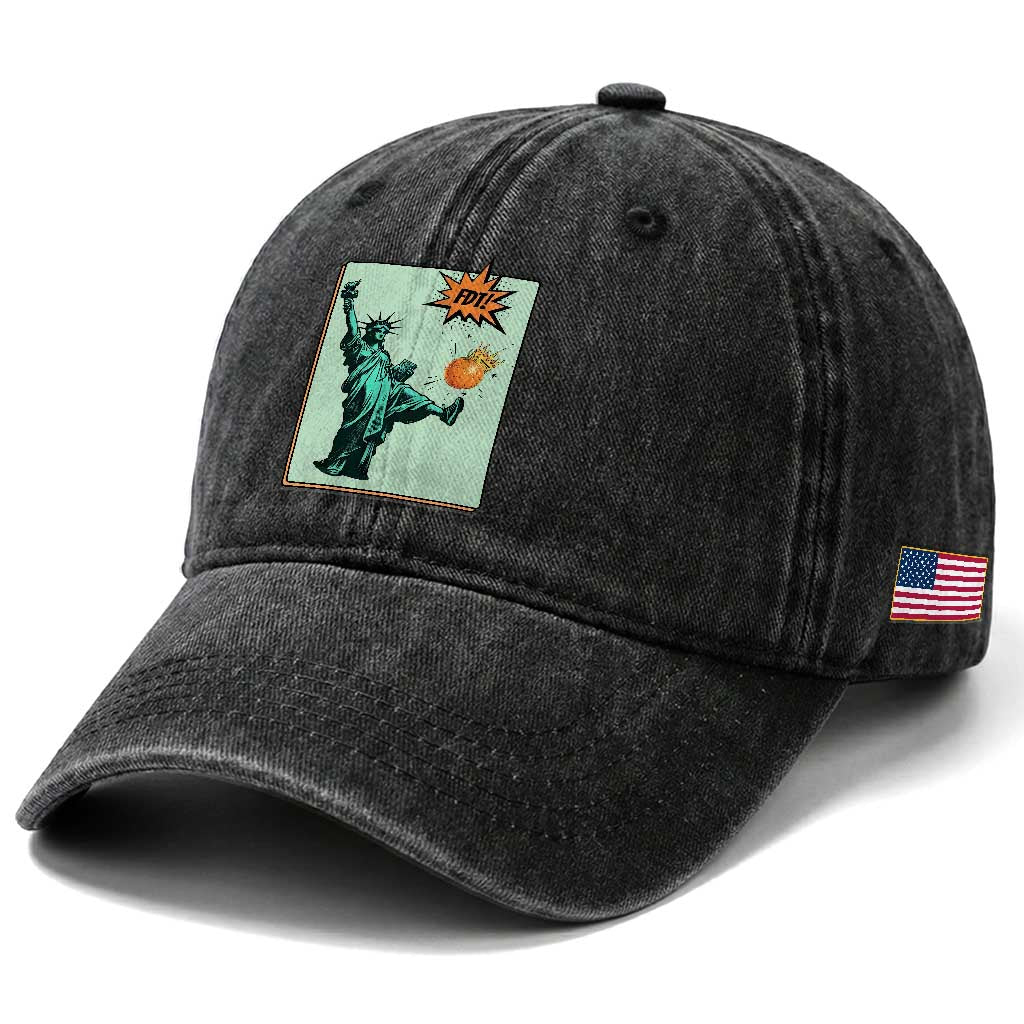 No Kings Washed Cotton Baseball Cap Statue of Liberty Political Protest TS14 Print Your Wear