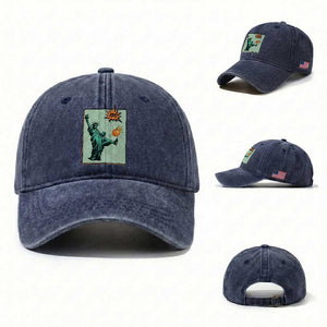 No Kings Washed Cotton Baseball Cap Statue of Liberty Political Protest TS14 Washed Cap Universal Fit Navy Print Your Wear