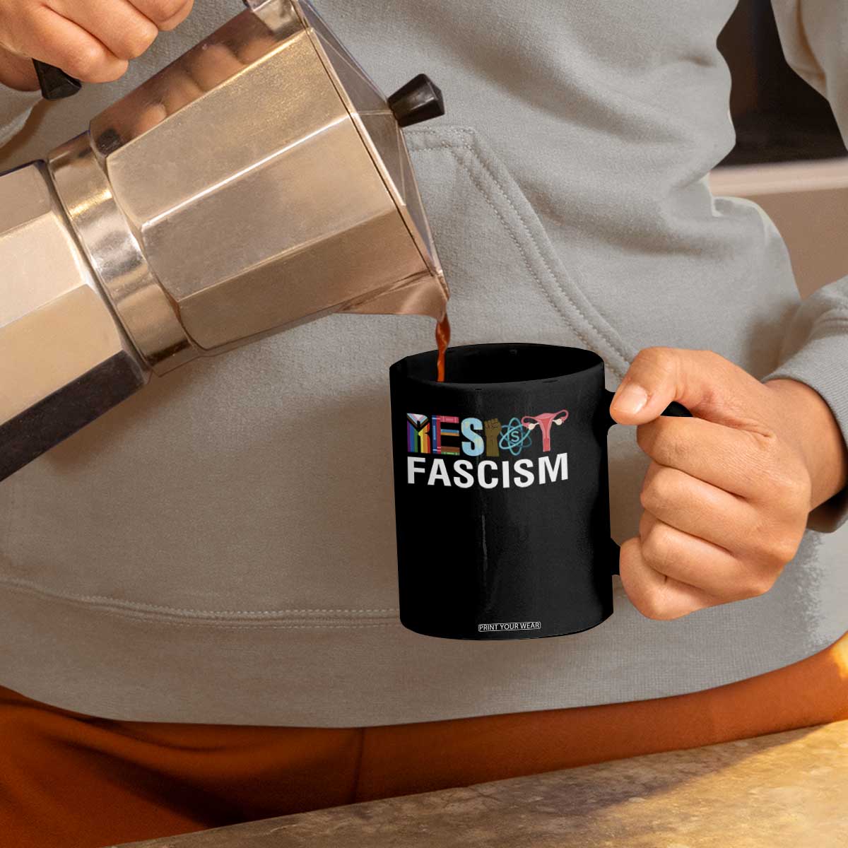 Resist Fascism Protest Coffee Mug Anti Trump Political Activist TS14 Print Your Wear