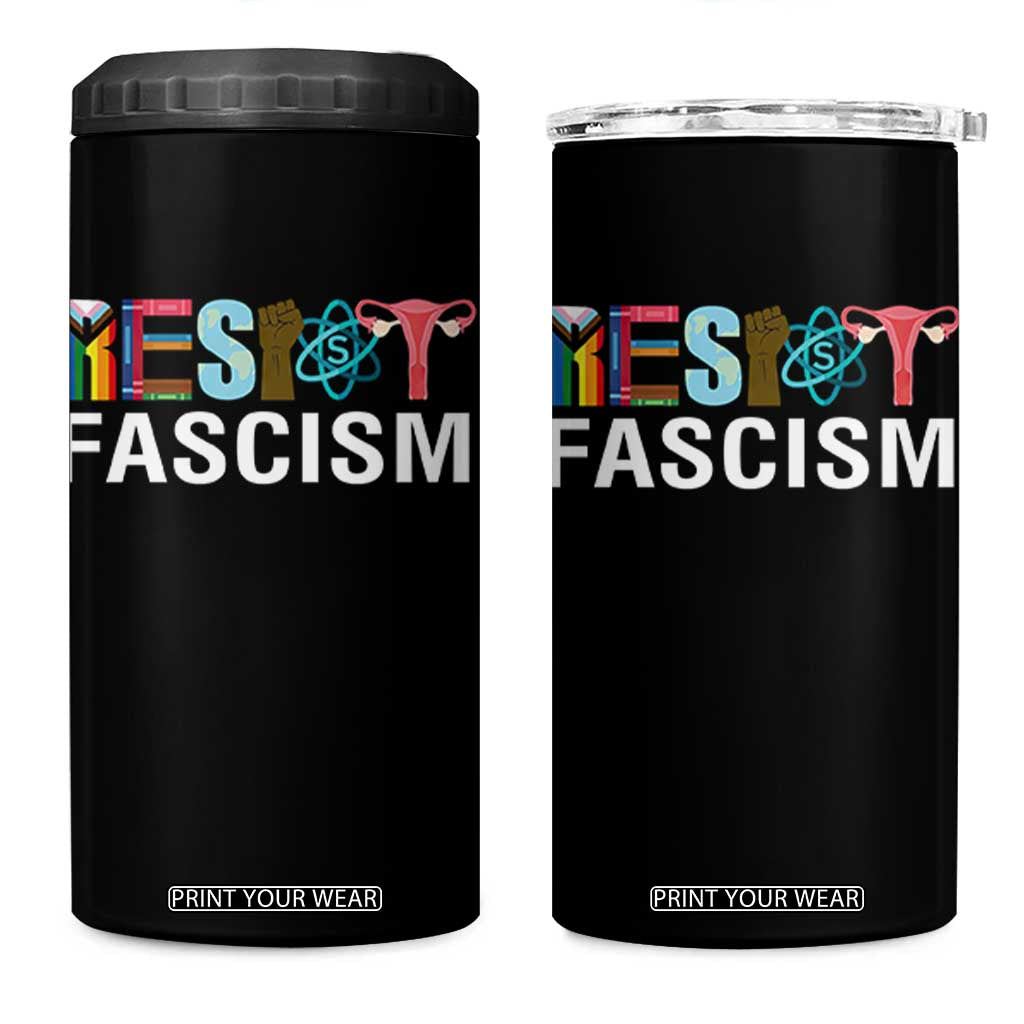 Resist Fascism Protest 4 in 1 Can Cooler Tumbler Anti Trump Political Activist TS14 One Size: 16 oz Black Print Your Wear