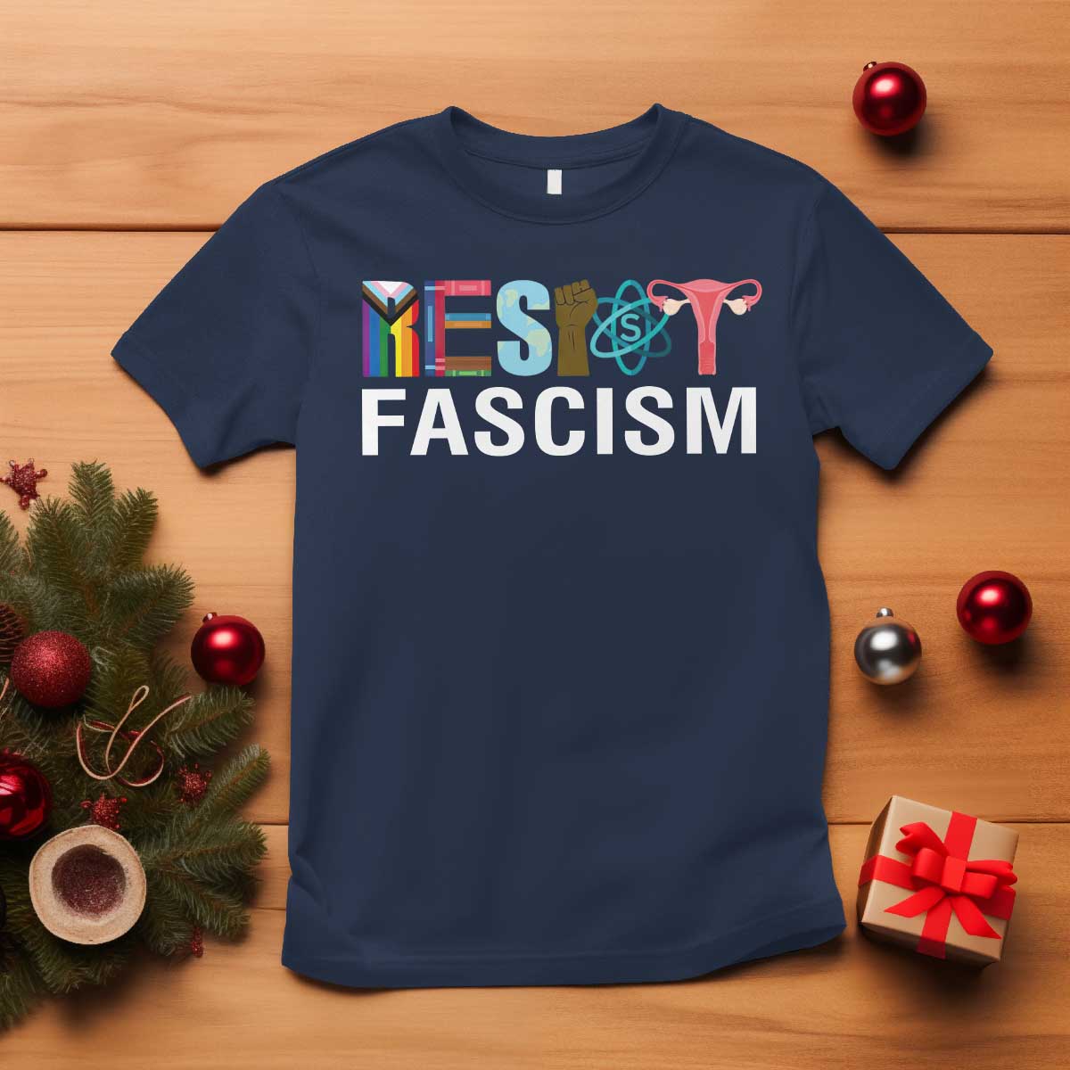 Resist Fascism Protest T Shirt Anti Trump Political Activist TS14 Navy Print Your Wear