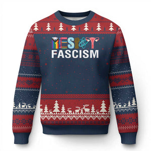 Resist Fascism Protest Ugly Christmas Sweater Anti Trump Political Activist TS14 Navy Red Print Your Wear