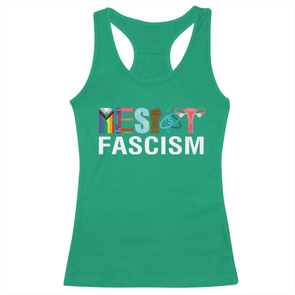 Resist Fascism Protest Racerback Tank Top Anti Trump Political Activist TS14 Irish Green Print Your Wear
