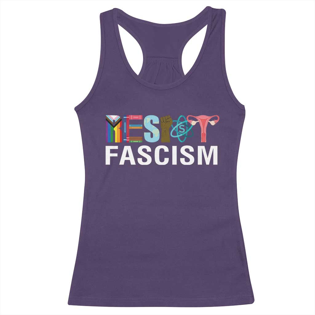 Resist Fascism Protest Racerback Tank Top Anti Trump Political Activist TS14 Purple Print Your Wear