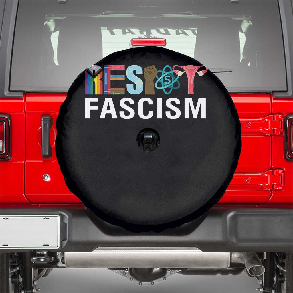 Resist Fascism Protest Spare Tire Cover Anti Trump Political Activist TS14 Black Print Your Wear